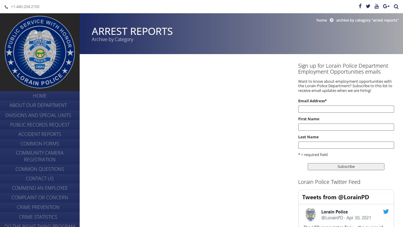 Arrest Reports | Lorain Police Department