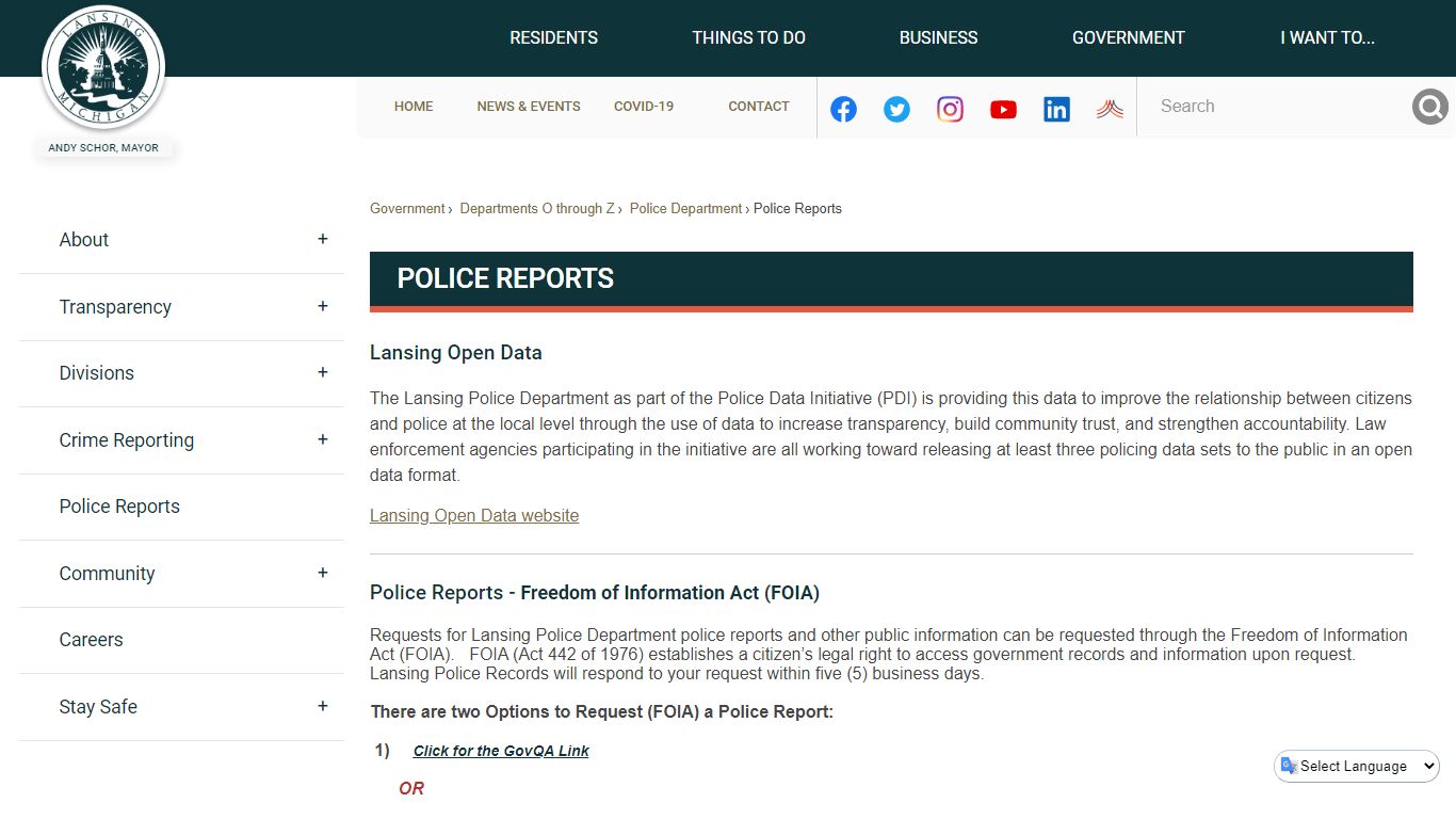 Police Reports | Lansing, MI - Official Website